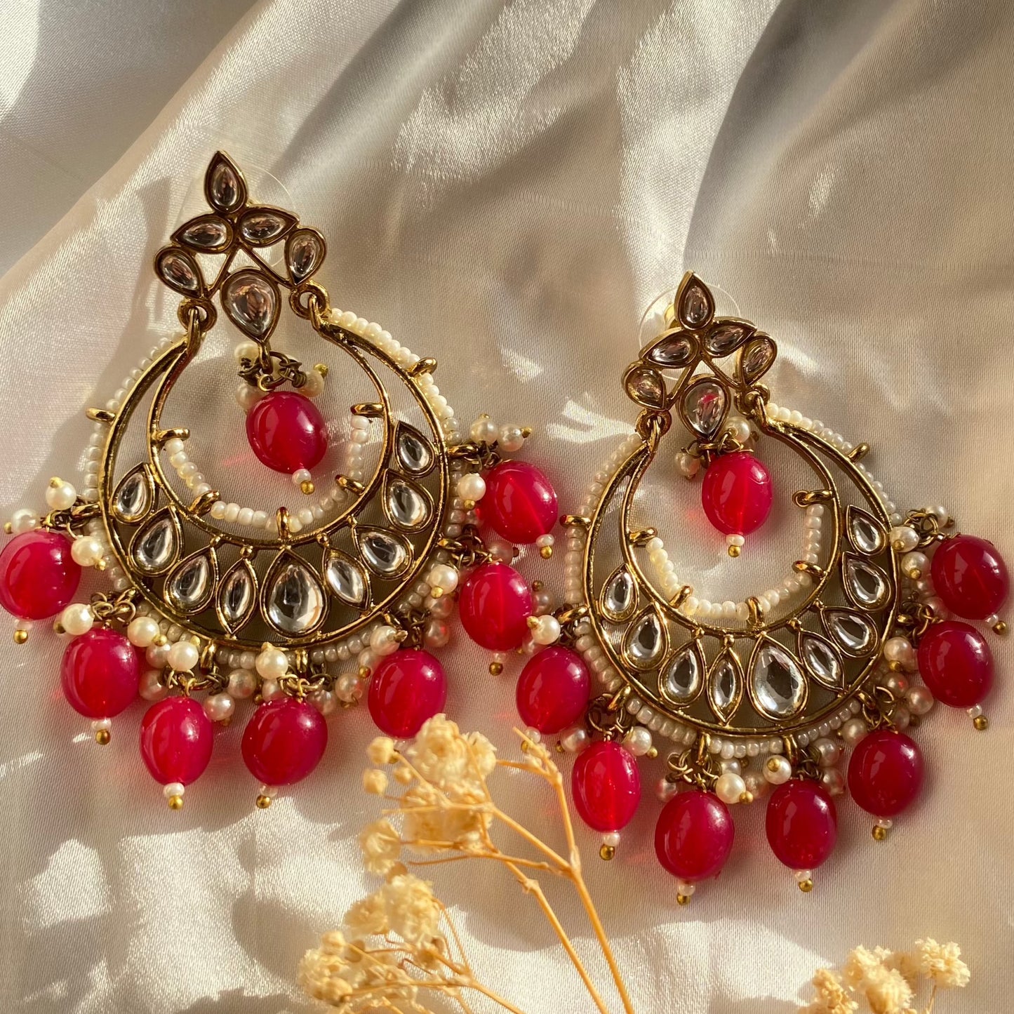 Rose Fushion Jhumkas